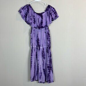 Tie dyed purple ruffled island dress women size extra small